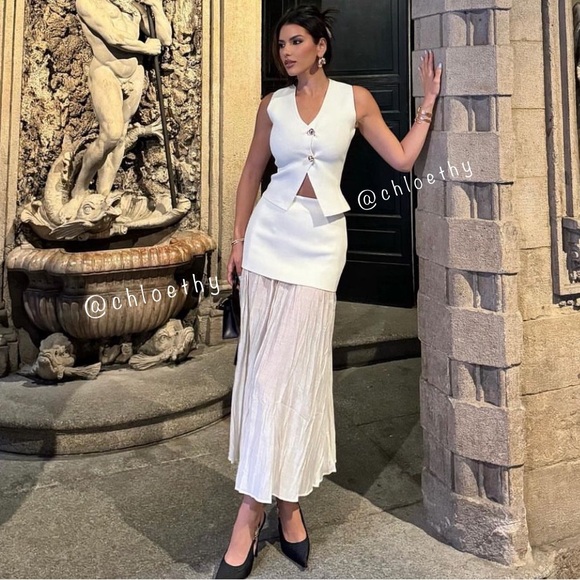 Zara MIXED PLEATED KNIT SKIRT - Picture 6 of 15